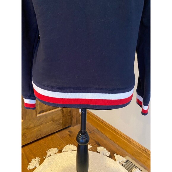 Tommy Hilfiger Navy Womans Hoodie Size Small Petite w/Red & White Trim Soft - Picture 7 of 10
